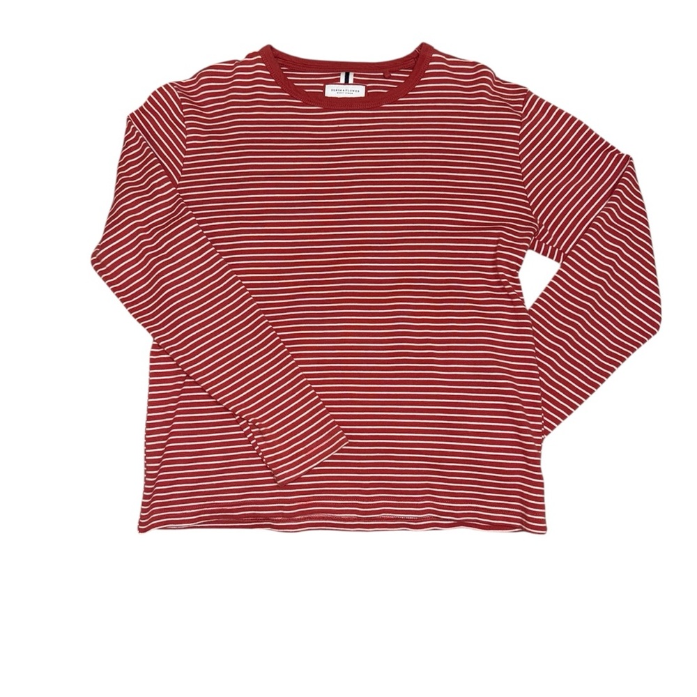 Denim & Flower Red Striped Kids Long Sleeve Tee